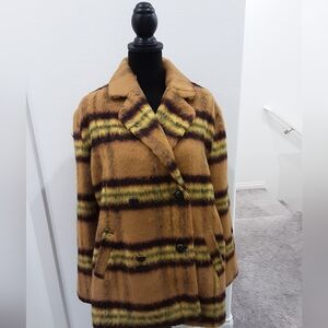 NWT Vigoss Women's Brown and Yellow Striped Coat